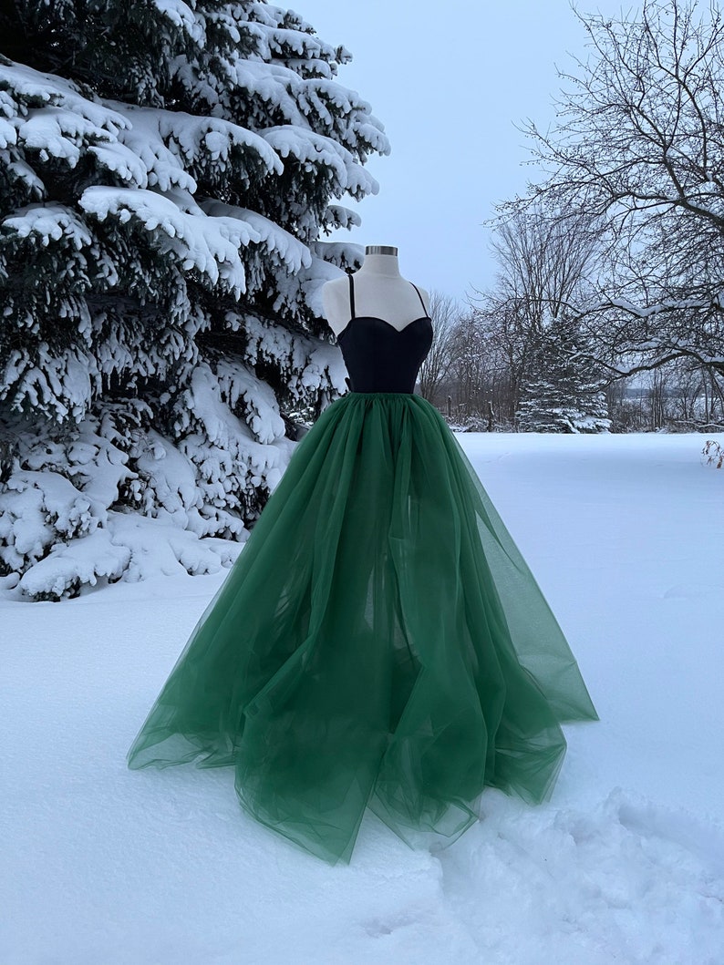 EMERALD Tulle Maxi Skirt, Any Size, Any Length, Any Color image 9
