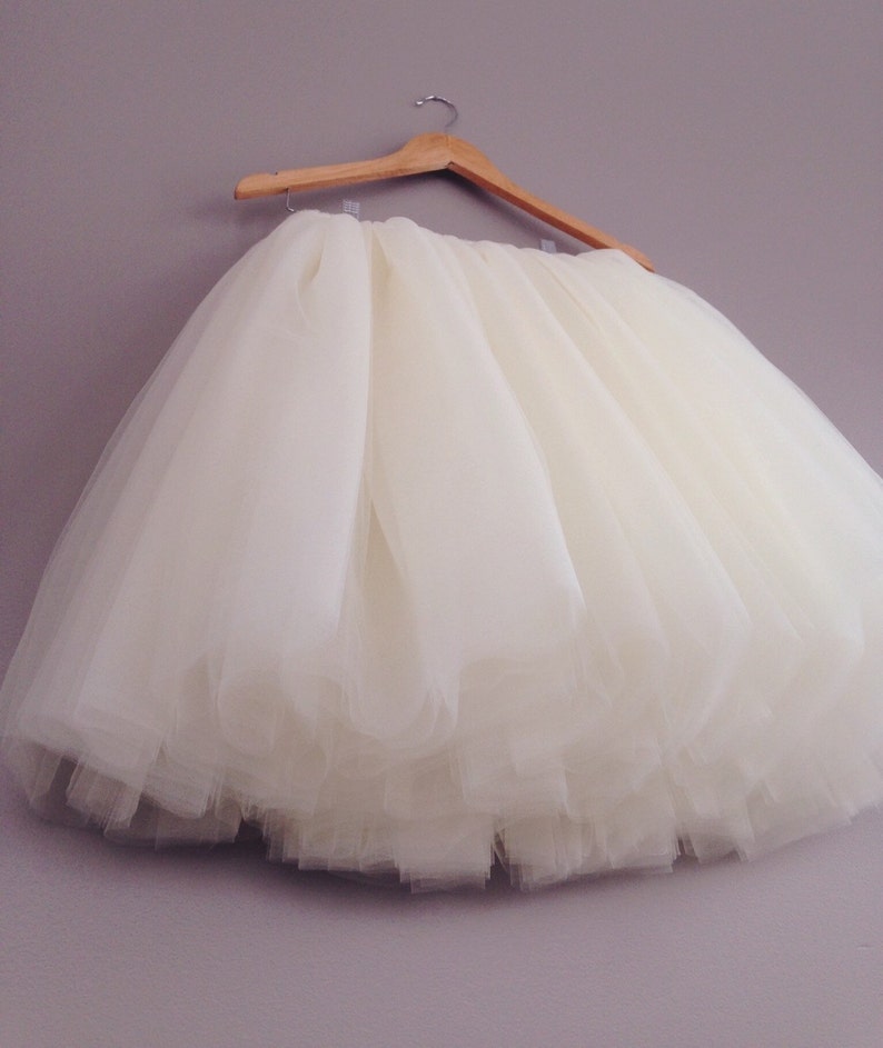 WHITE Tulle Skirt Adult Tutu Any Size Any Length Any Color image 3