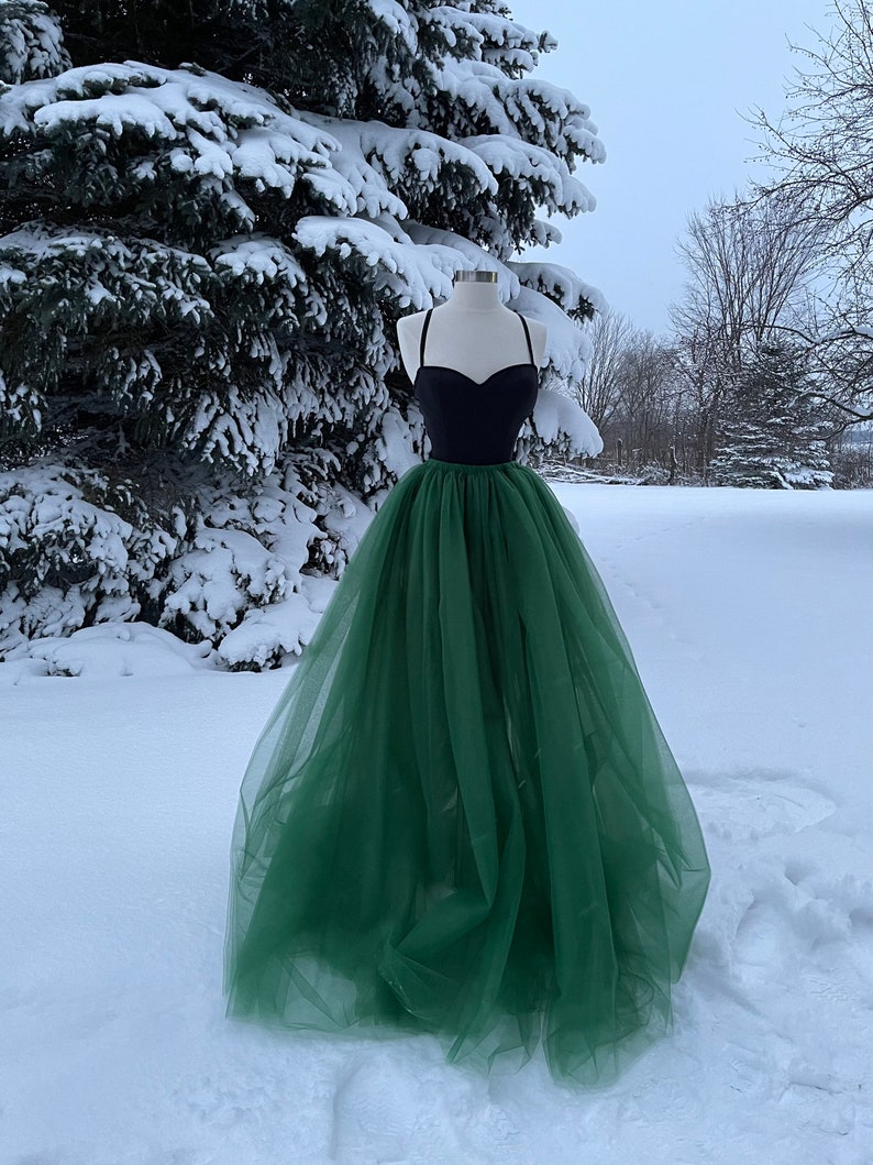 EMERALD Tulle Maxi Skirt, Any Size, Any Length, Any Color image 1