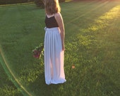 SILVER Georgette Maxi Skirt, Any Size, Any Length, Any Color. SASH is additional charge.