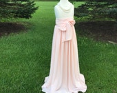 MELON Georgette Maxi Skirt, Bridesmaid Skirt, Any Size , Any Length, Any Color. Sash Is Additional Charge.