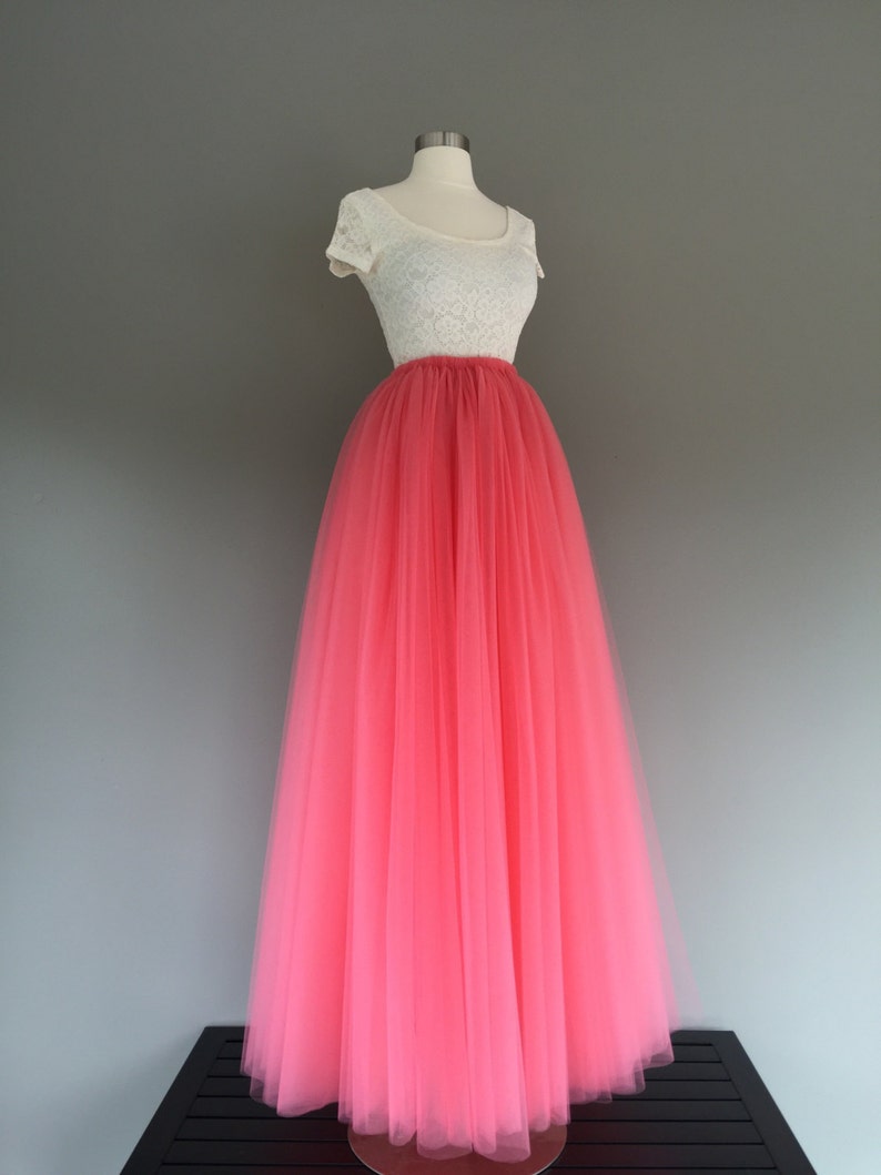 coral tulle table skirt