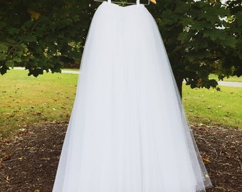 WHITE Floor Length Tulle Skirt, Any Size, Any Length, Any Color