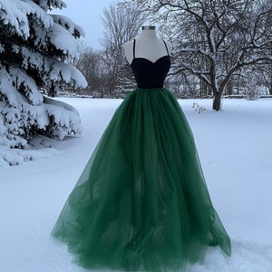 EMERALD Tulle Maxi Skirt, Any Size, Any Length, Any Color image 4
