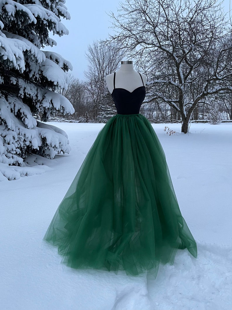 EMERALD Tulle Maxi Skirt, Any Size, Any Length, Any Color image 4