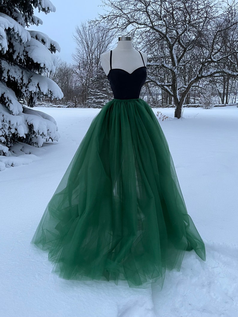 EMERALD Tulle Maxi Skirt, Any Size, Any Length, Any Color image 6