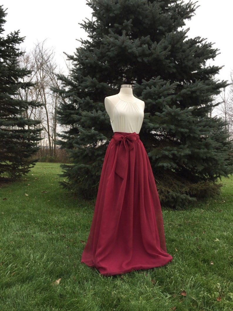 Ultra burgundy Chiffon skirt any length and color Bridesmaid | Etsy