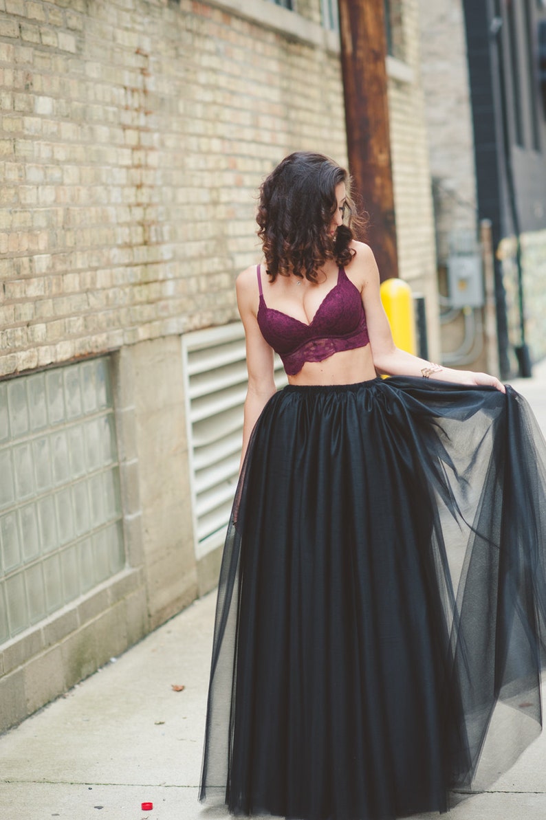 Black tulle skirt ANY COLOR floor length tulle skirt adult tulle skirt