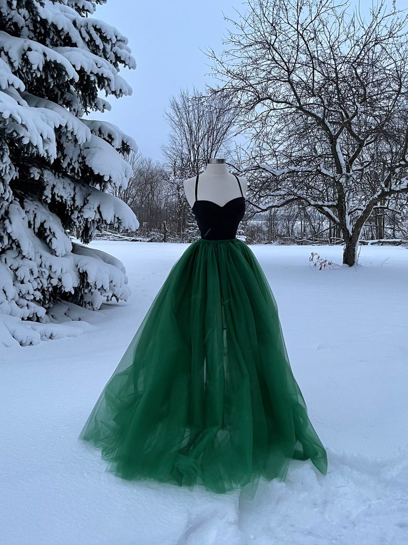 EMERALD Tulle Maxi Skirt, Any Size, Any Length, Any Color image 8