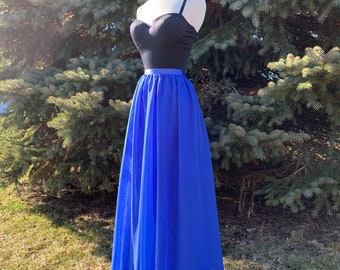 ROYAL Chiffon Maxi Skirt, Bridesmaid Skirt, Any Size , Any Length, Any Color. Sash Is Additional Charge.