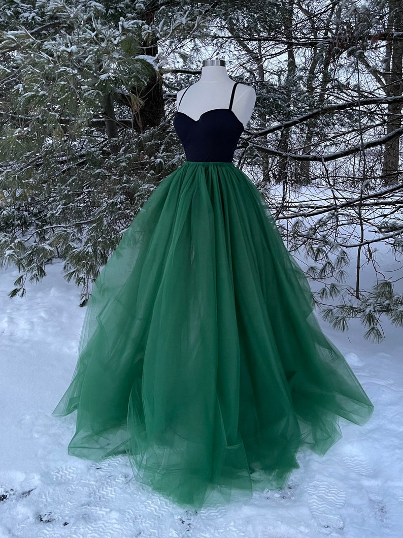 EMERALD Tulle Maxi Skirt, Any Size, Any Length, Any Color image 7