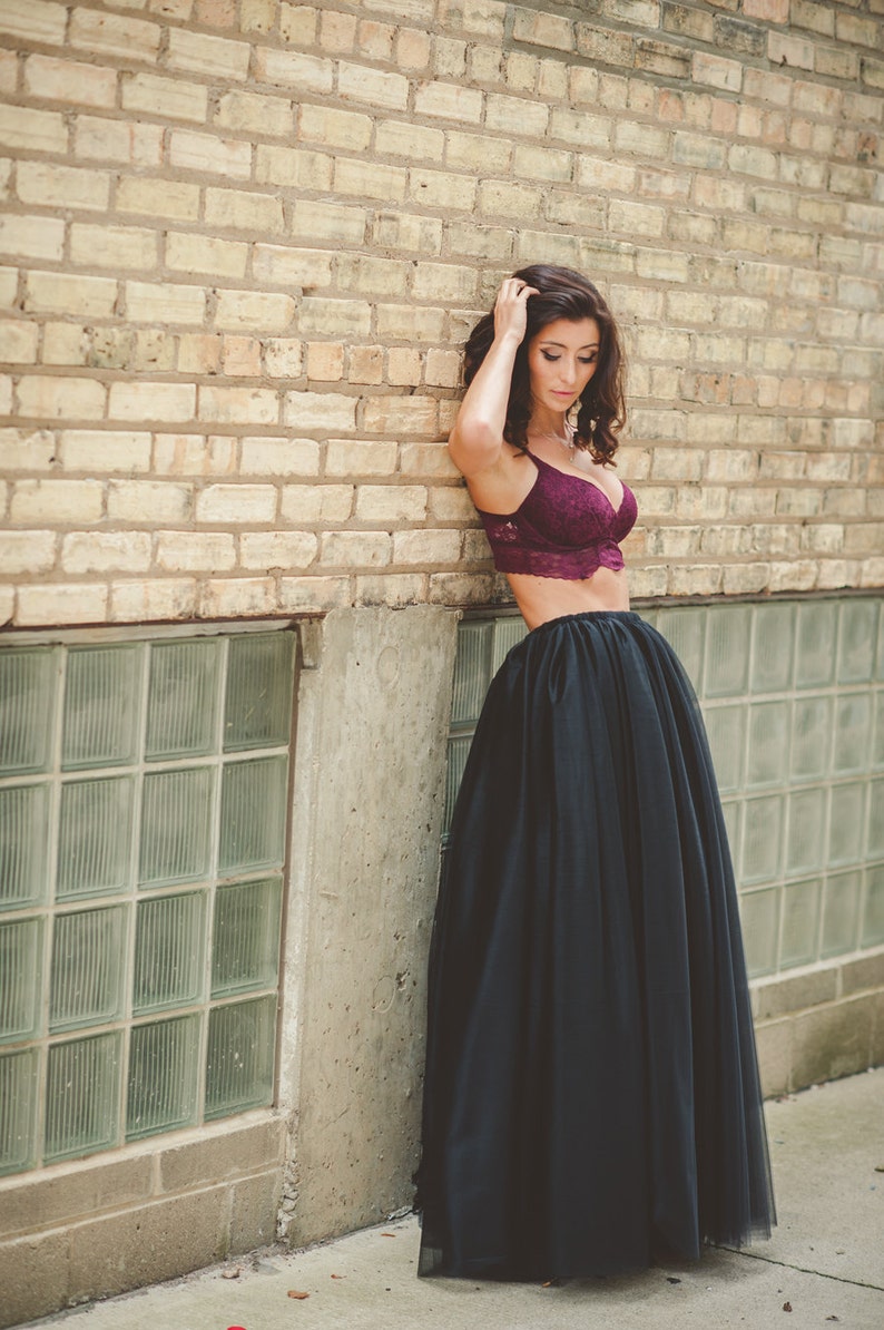 Black tulle skirt ANY COLOR floor length tulle skirt adult tulle skirt