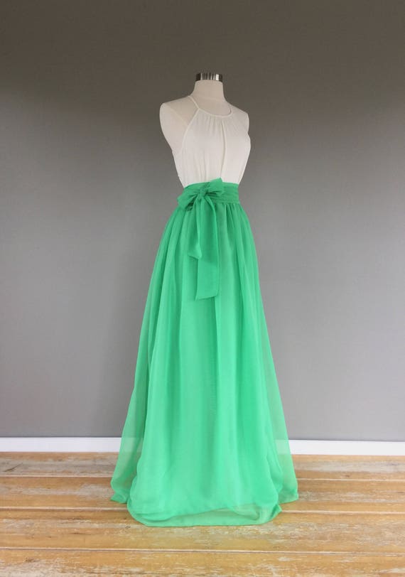 KELLY GREEN chiffon skirt any length and color Bridesmaid | Etsy