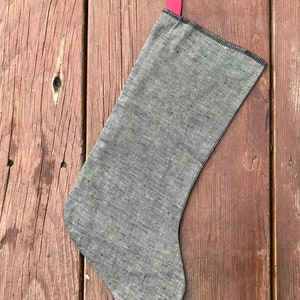 Grey linen Christmas stocking, READY TO SHIP grey textured linen Bild 2