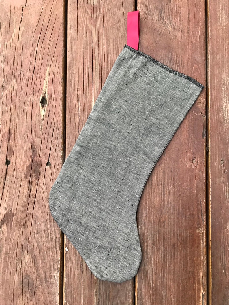 Grey linen Christmas stocking, READY TO SHIP grey textured linen Bild 2