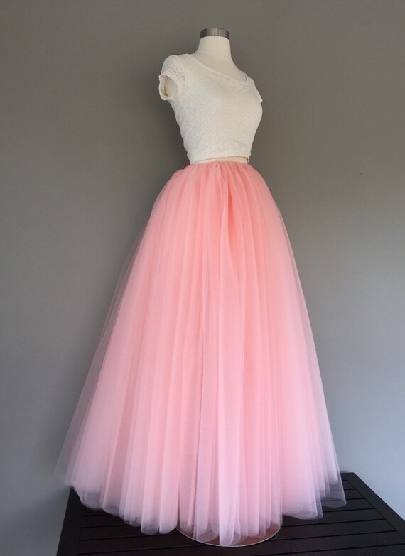 tulle maxi skirt blush