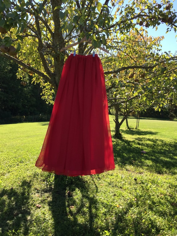 Red Chiffon Skirt Any Length and Color Bridesmaid Skirt Etsy
