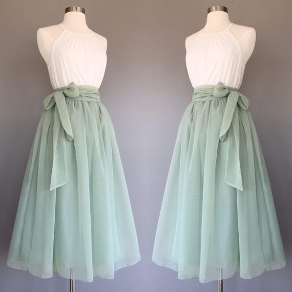 sage green chiffon skirt