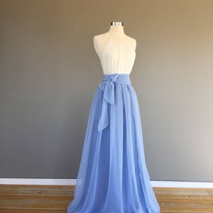 TWO TONED resort Blue & Riviera Sky Chiffon Maxi Skirt - Etsy