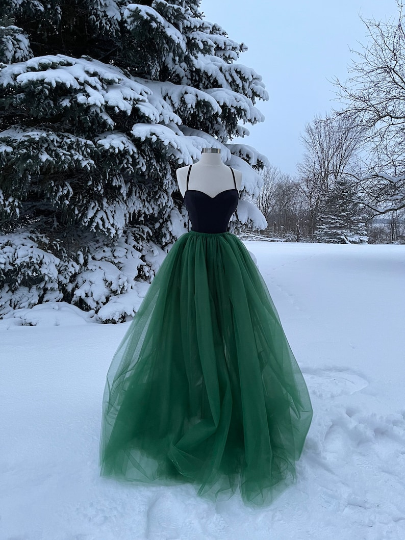 EMERALD Tulle Maxi Skirt, Any Size, Any Length, Any Color image 3