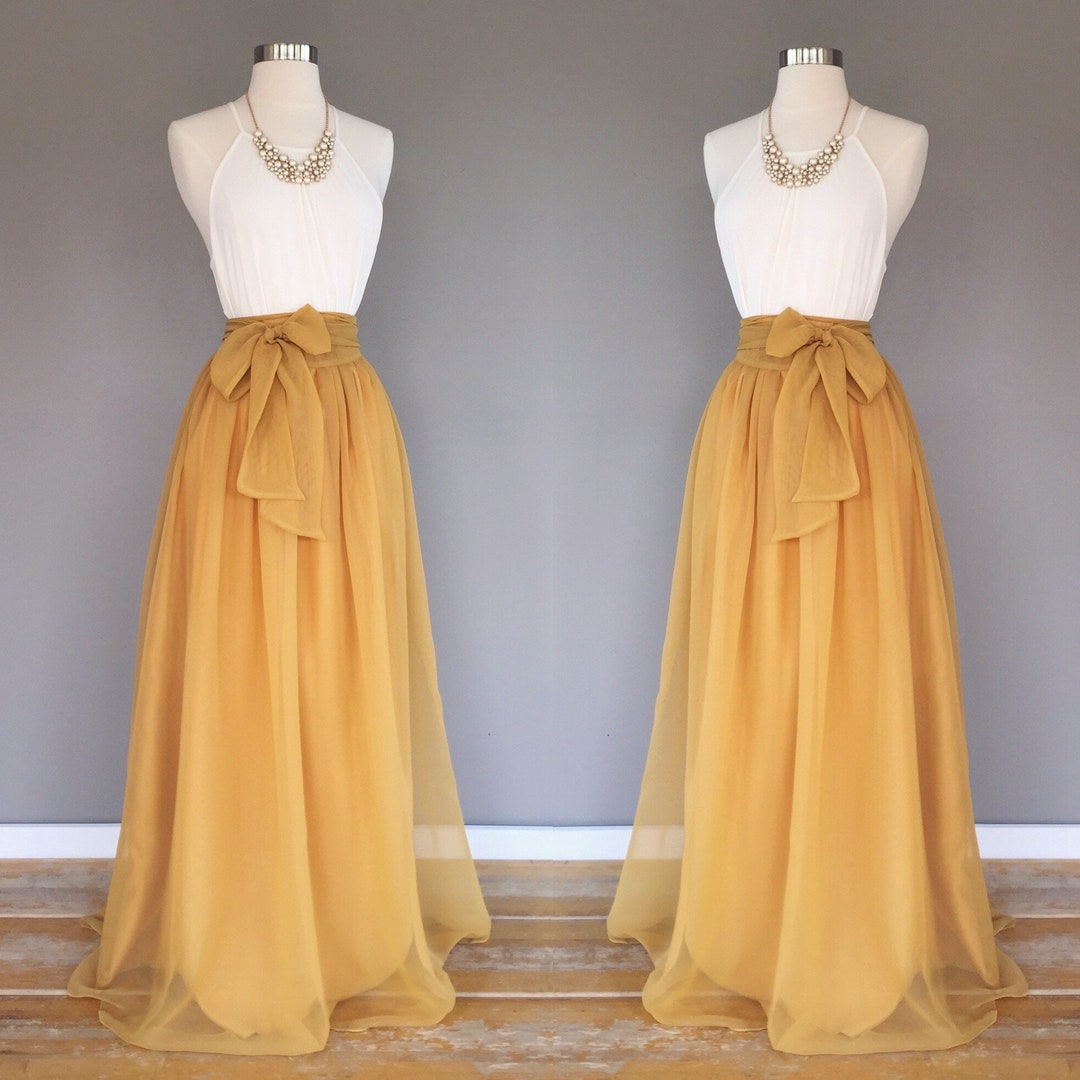 ANTIQUE GOLD Chiffon Skirt, Any Length and Color Bridesmaid Skirt ...