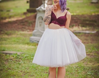 WHITE Tulle Skirt, Adult Tutu, Any Size, Any Length, Any Color