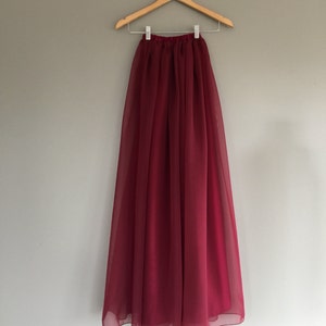 ULTRA BURGUNDY Chiffon Maxi Skirt, Bridesmaid Skirt, Any Size , Any Length, Any Color. Sash Is Additional Charge. image 3