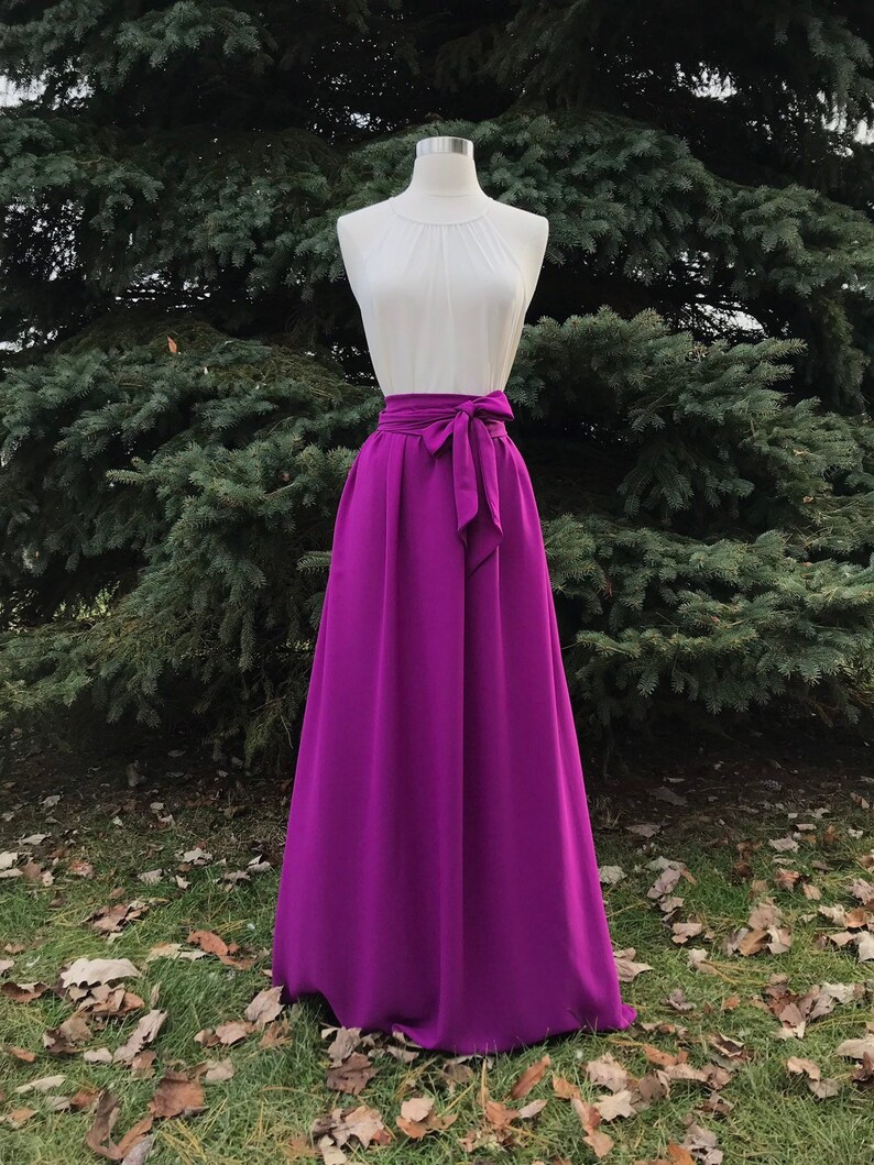 RADIANT VIOLET Georgette Maxi Skirt Bridesmaid Skirt Any - Etsy