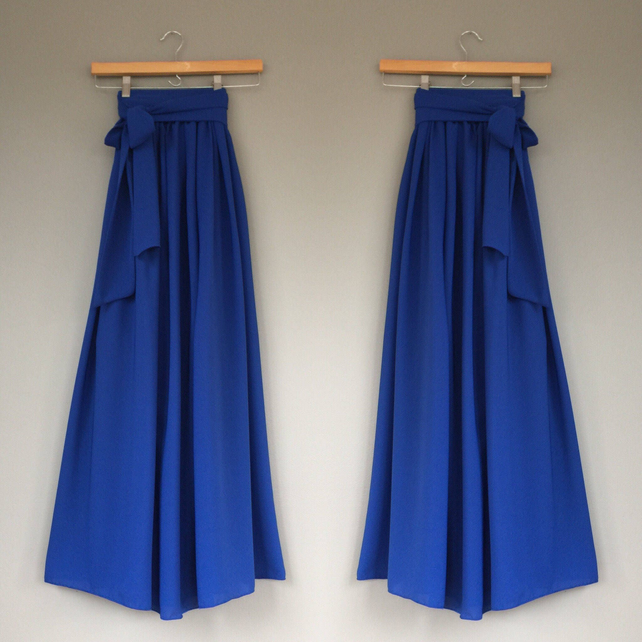 ROYAL BLUE Georgette Maxi Skirt 