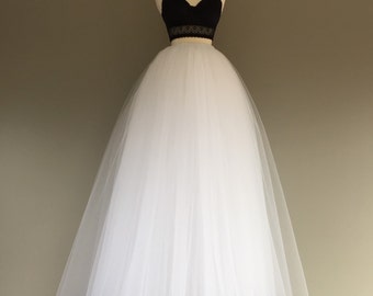 WHITE Tulle Maxi Skirt, Adult Tutu, Any Size, Any Length, Any Color
