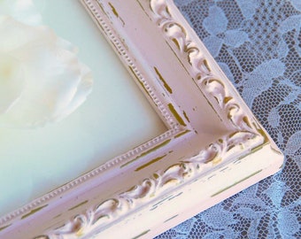 Distressed ornate frame, Pink & gold picture frame, Wood photo frames, Shabby chic gallery, Girls nursery wall decor, Baby shower gift
