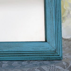 Aqua blue wood photo frame, Wooden nursery wall gallery picture frames, Boho chic teen bedroom decor, Gift ideas
