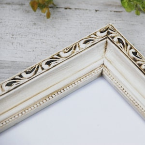 Shabby cremefarbener Holzrahmen, verzierter antiker weißer Dokumentenrahmen, Cottage Chic Home Office Zertifikat Wanddekoration, Geschenk für Abschlussfeier