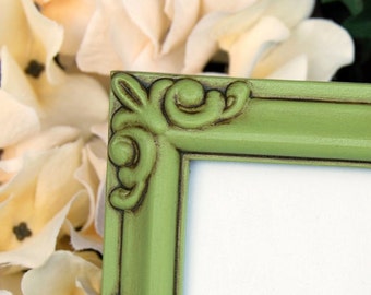 Apple green photo frame, Small ornate table picture frames, Kids bedroom home decor, Country cottagecore shelf decor birthday gift ideas