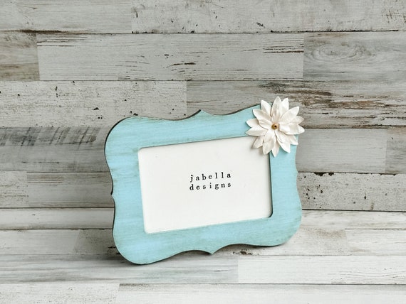 Farmhouse wood picture frame, Robin's egg blue wooden 4x6 photo frames, Bedroom shelf home decor, Birthday gift ideas Il_570xn