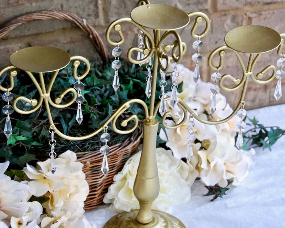 Painted gold long iron staggered votive candle holder holiday centerpiece decor