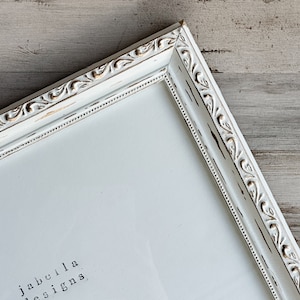 Cadre en bois blanc et or minable, cadres photo en bois ornés en détresse, cadres photo de galerie murale de mariage chic, décoration d'intérieur maximaliste