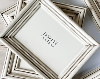 Juego de marcos de fotos de estilo rústico vintage, marcos de fotos de madera envejecida en blanco y gris, galería de pared rústica de madera, ideas de regalo para la decoración del hogar con estilo costero.