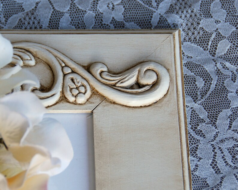 Antique White Picture Frame Painted 5x7 Wood Wedding Frames Etsy