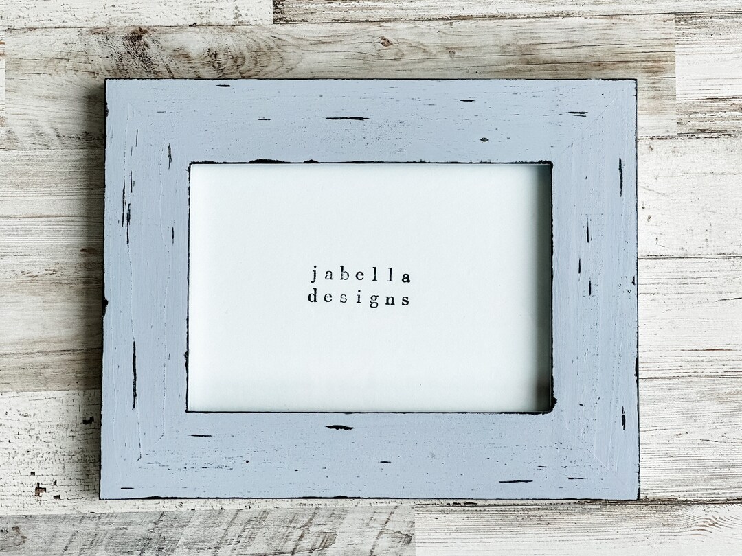 Dark Gray Wood Picture Frame, Distressed Wooden Photo Frame, Coastal