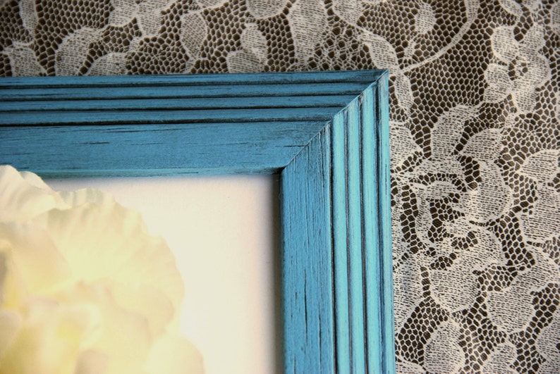 Coastal Aqua Blue 8x10 Picture Frame Painted Wood Photo Image 0
