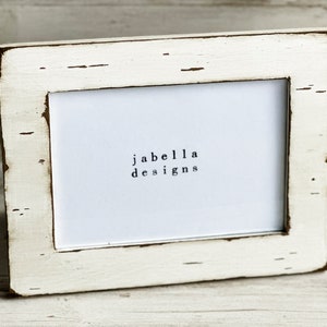 Rustic farmhouse wood picture frame, Antique white & brown photo frames, Distressed wooden table frames, Neutral nursery decor gift ideas