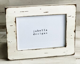 Rustic farmhouse wood picture frame, Antique white & brown photo frames, Distressed wooden table frames, Neutral nursery decor gift ideas