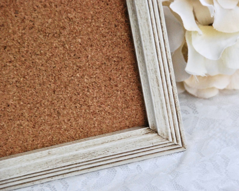Framed farmhouse cork board Antique white 11x14 pin board Etsy