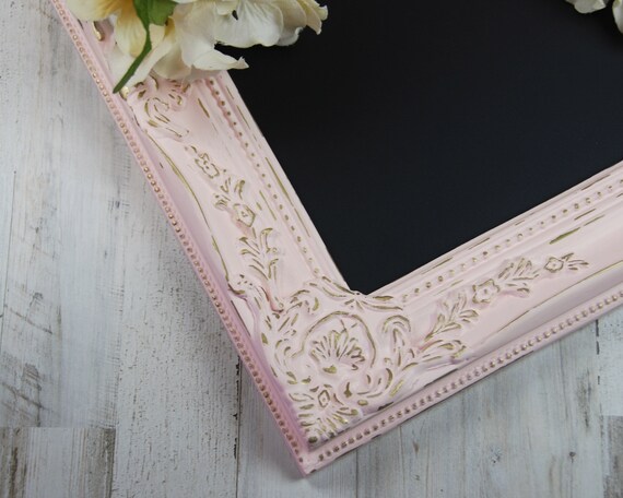 Ornate wedding chalkboard sign, Pink & gold candy buffet menu board, Shabby distressed cottage chic decor, Fairytale reception decorations Il_570xn