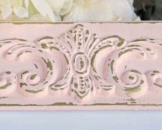 Pink & gold 5x7 wood picture frame, Shabby chic ornate wooden nursery frames, Girls photo gallery wall room decor, Baby shower gift Il_570xn