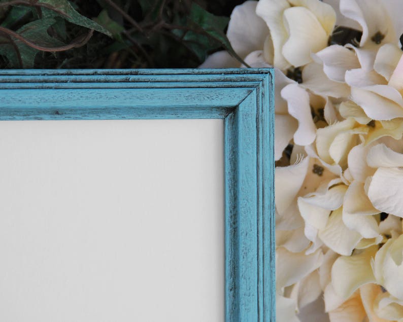 Coastal Living Aqua Blue Picture Frame Painted 5x7 Wooden Image 0
