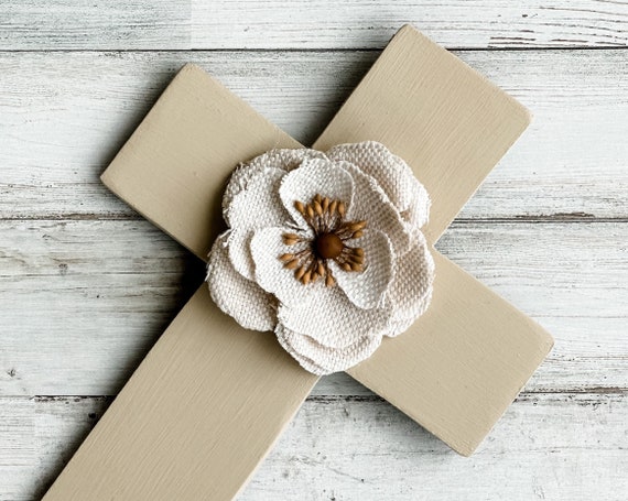 Brown wooden wall cross, Religious gallery wall wood crosses, Neutral earth tone home decor, Coastal farmhouse baby shower gift ideas Il_570xn