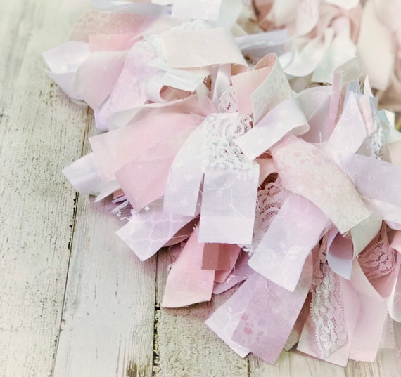 Blush Pink White Lace Fabric Garland Baby Shower Mantel Decor