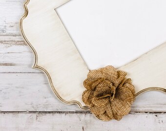 Ivory 5x7 picture frame, Antique white & brown wood wall frames, Neutral wedding photo gallery, Rustic farmhouse home decor gift ideas